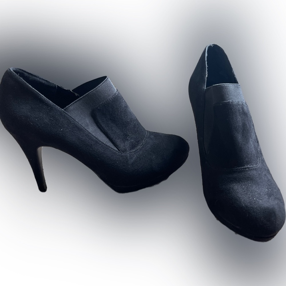 Brand Attention black suede bootie